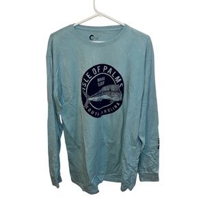 Coastal Swell Blue Long Sleeve Tee with Nautical Graphic